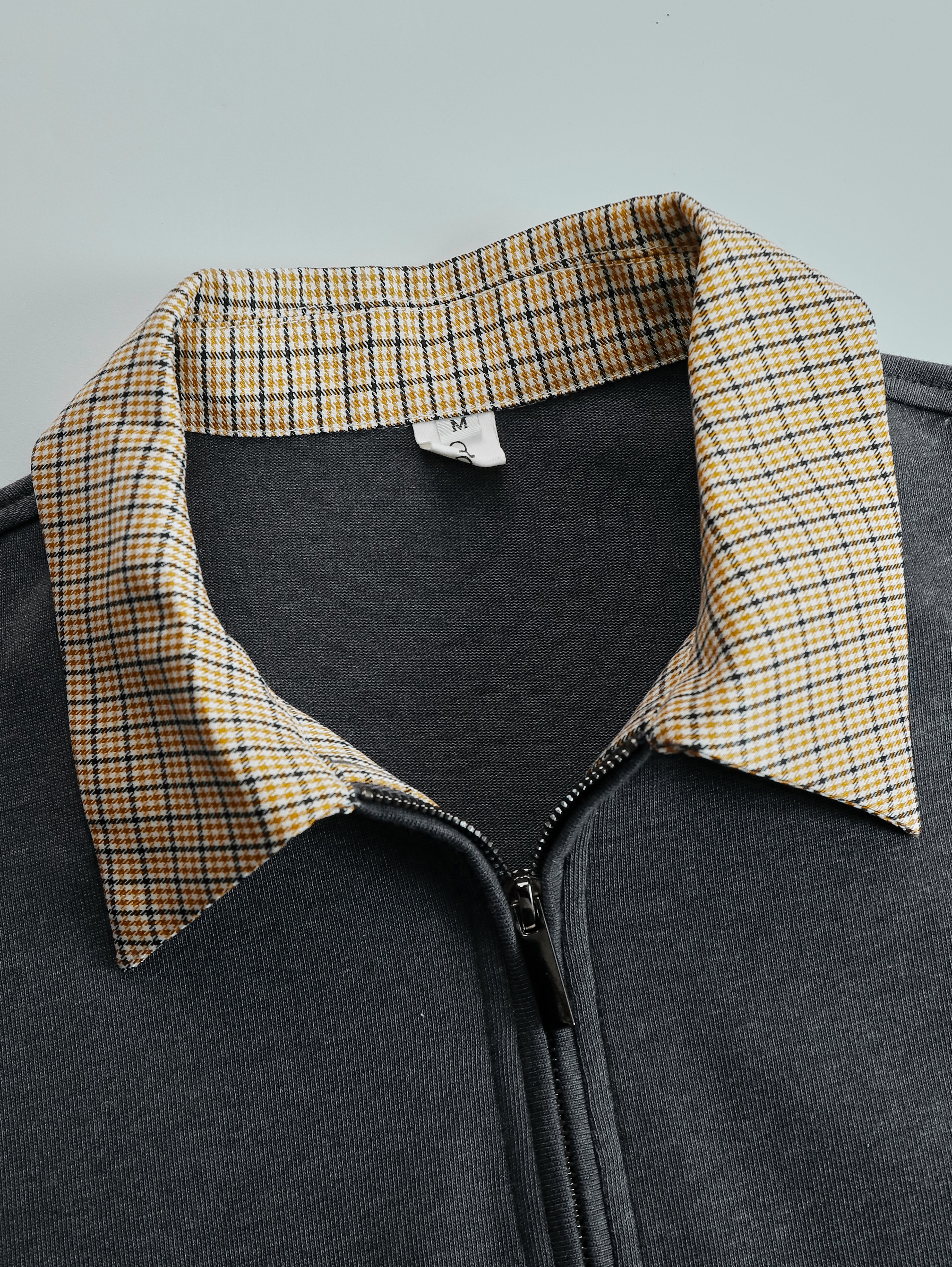 Casual Sporty Plaid Trim Gray Washed Cotton Sweatshirt Mini Dress