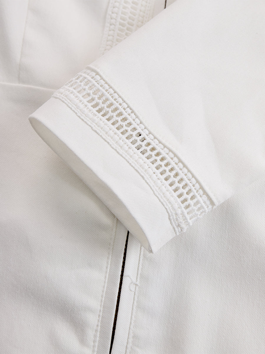 Vintage Western Cowboy Off-White Faux Denim Half-Zip Tassel Long-Sleeved Maxi Dress