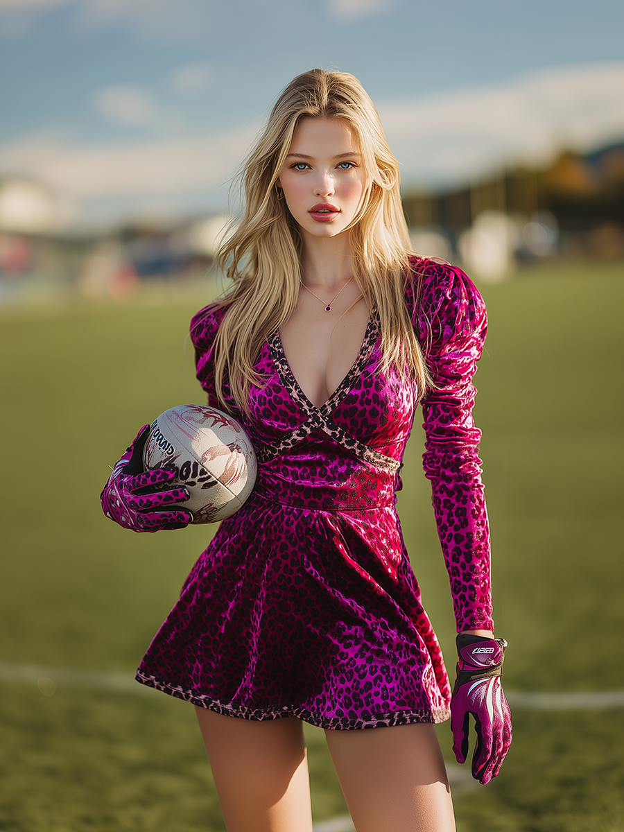 Fashionable Sporty Retro Leopard Print V-neck Velvet Mini Dress