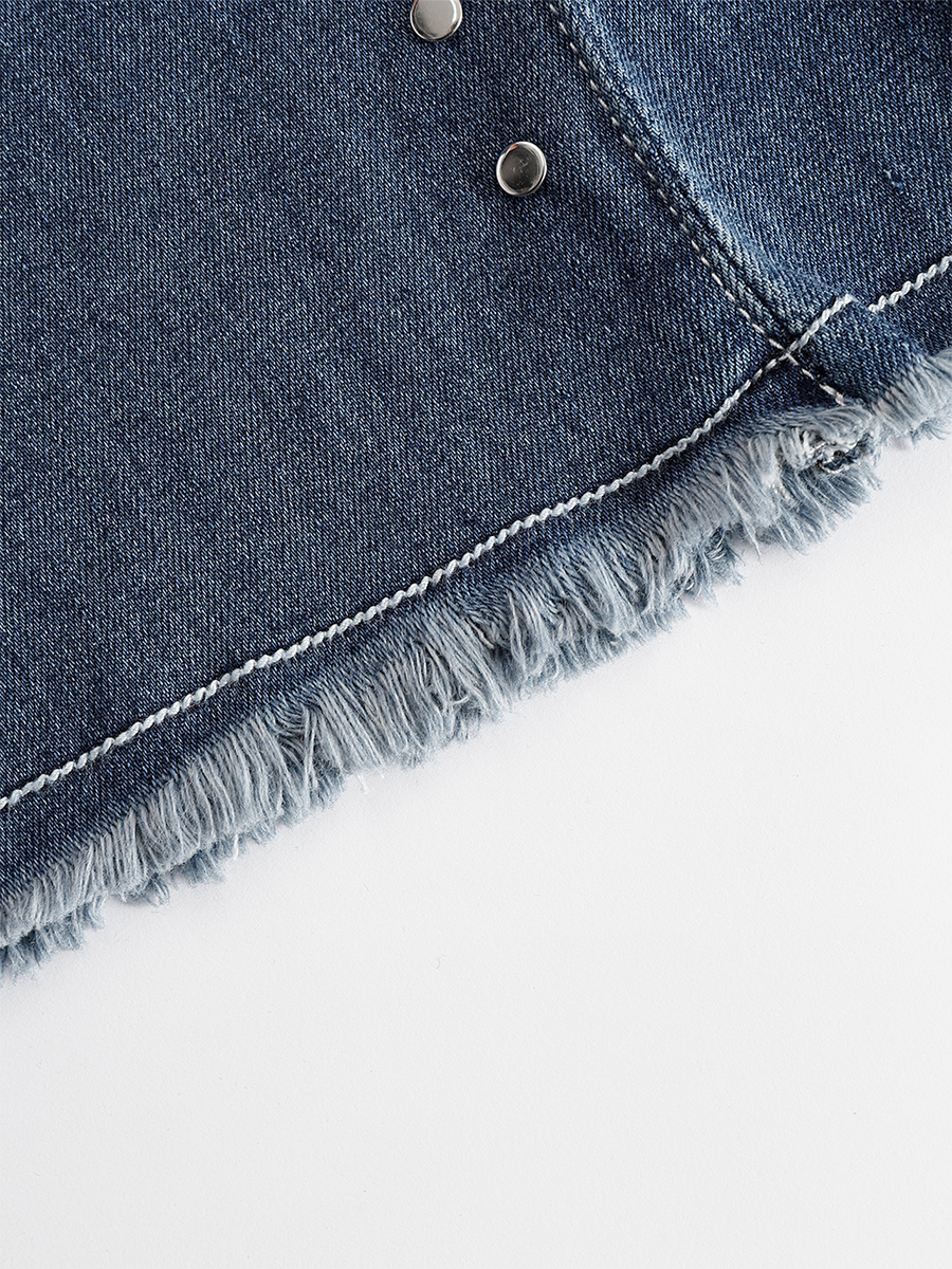 Western Blue Denim Side Tassel Rivet Flared Pants