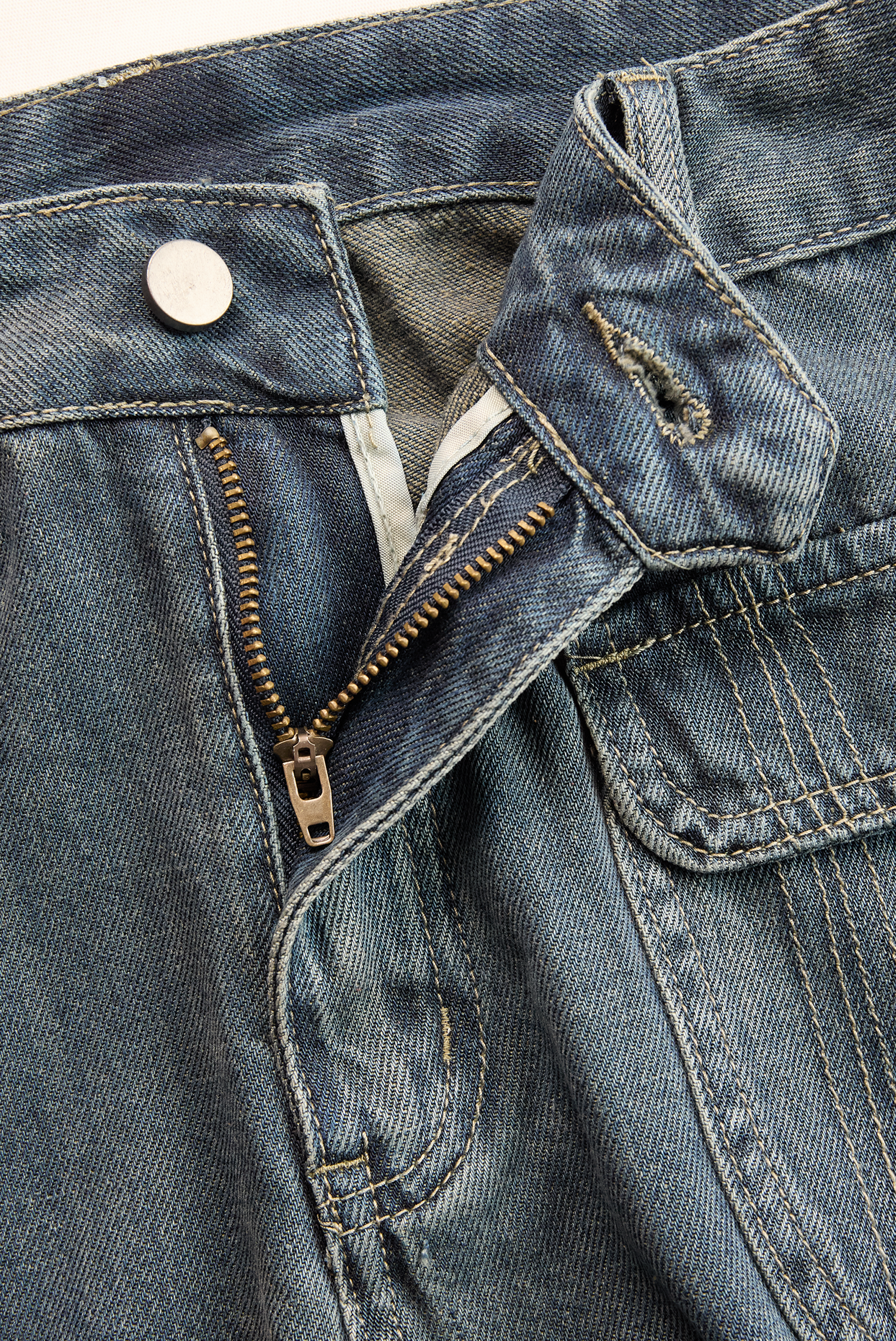 Casual Fashion Gradient Washed Denim Blue Gray Loose Pants