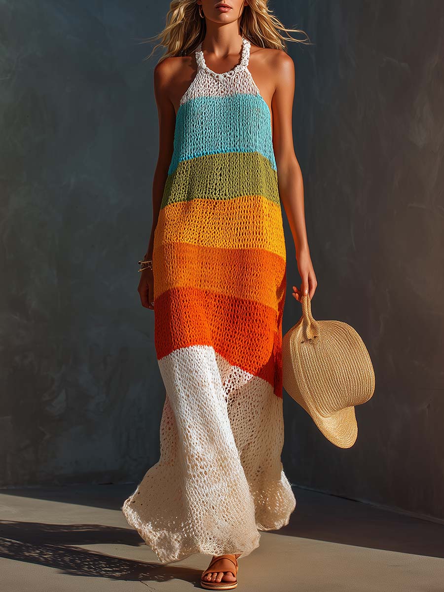 colorful knit maxi dress Crochet Knit Maxi Dress  Fashion Closet Clothing