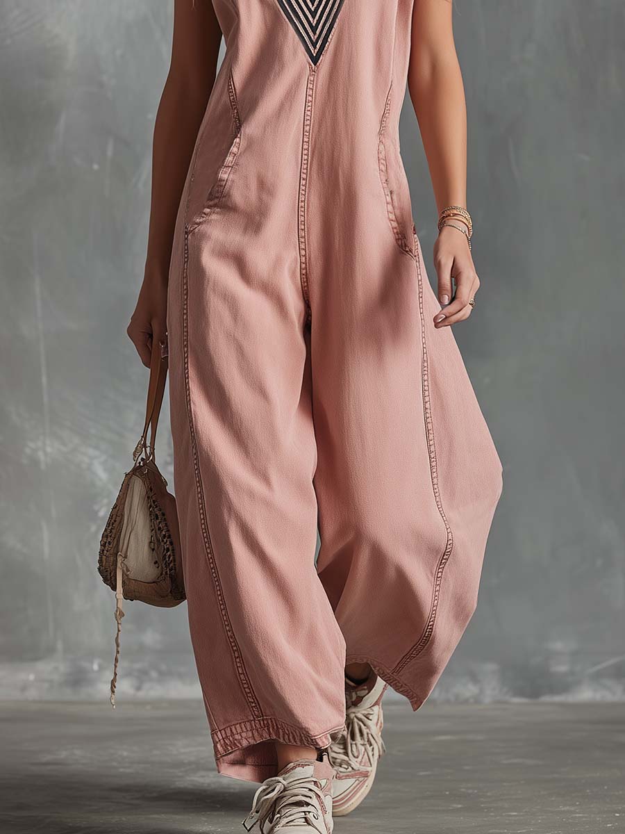 Dusty Rose Denim Jumpsuit Effortless Boho Ease