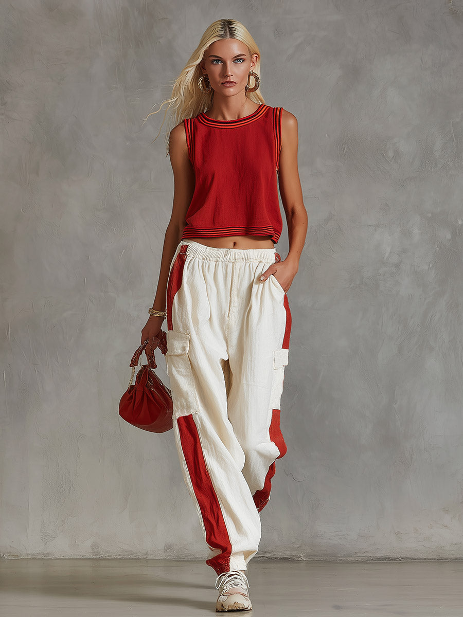 Casual & Stylish White Cargo Cotton-Linen Pants