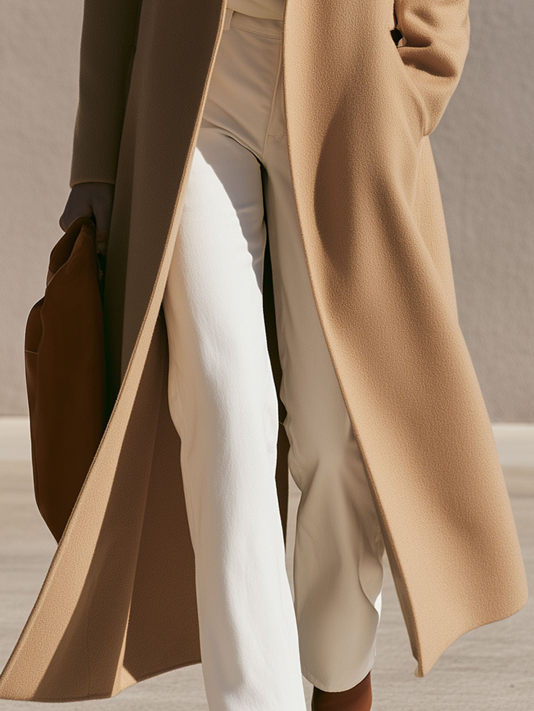 Simple And Stylish Camel-colored Lapel Coat