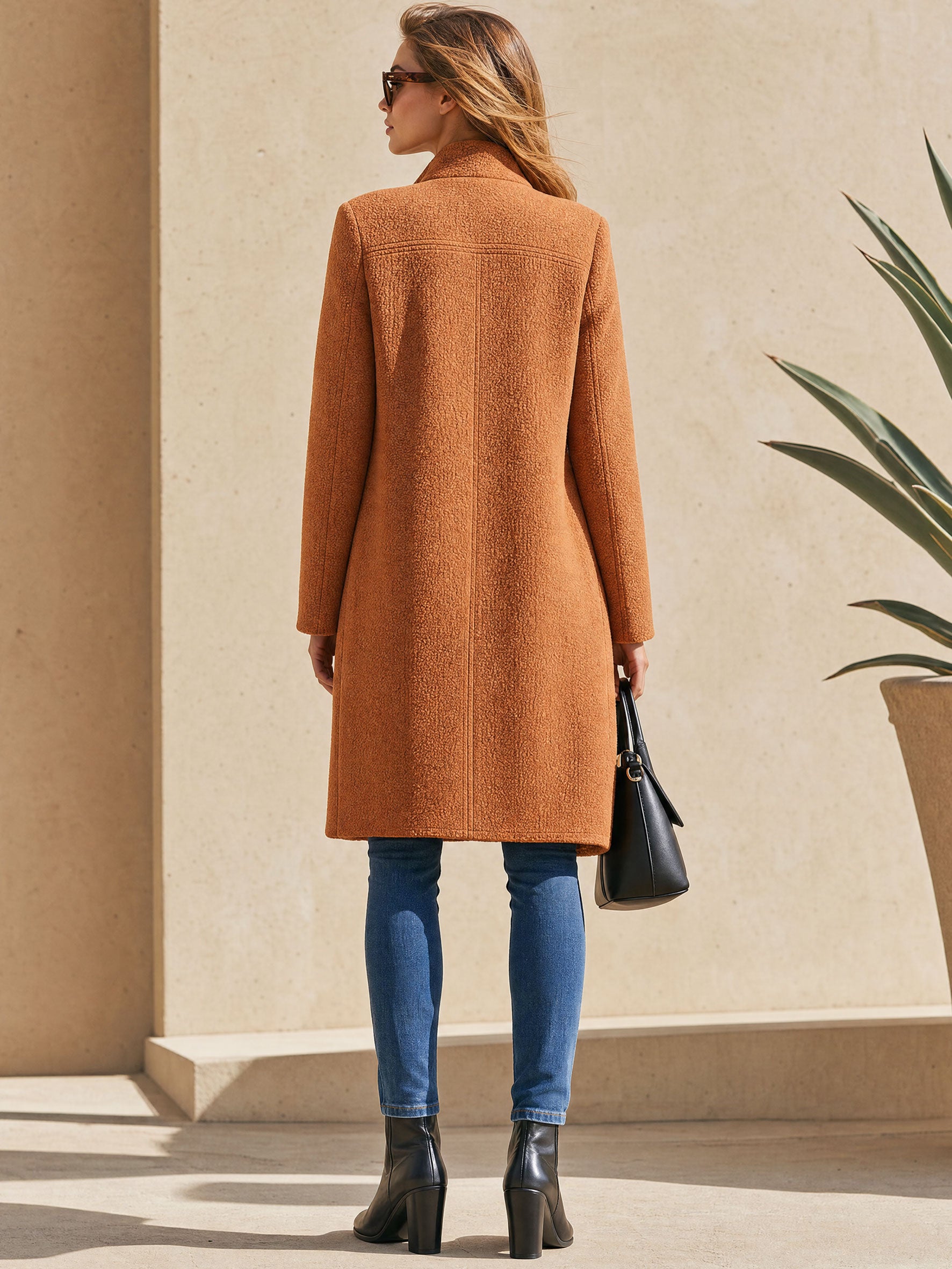 Casual Retro Orange Fleece Brown Faux Suede Lining Coat