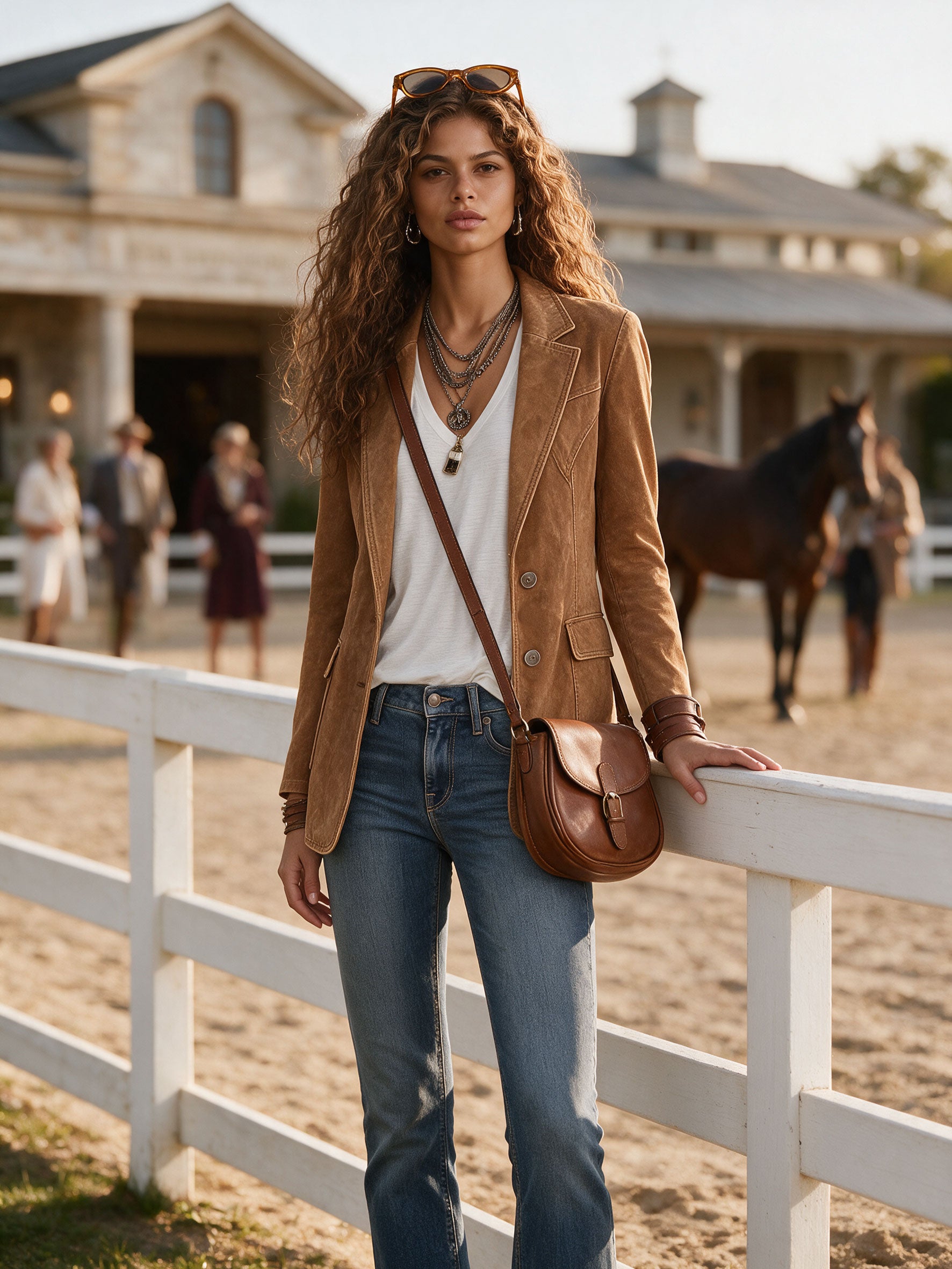 Casual Retro Camel Denim Blazer