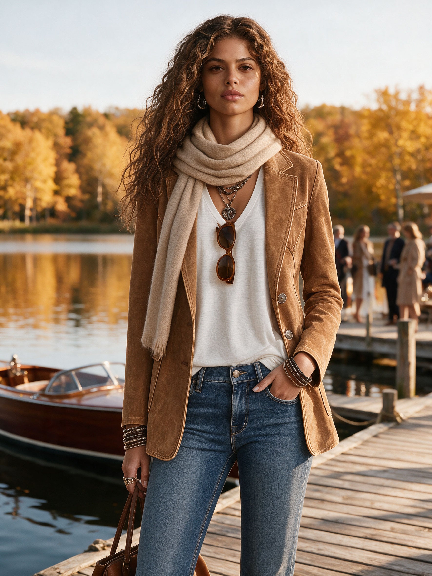 Casual Retro Camel Denim Blazer