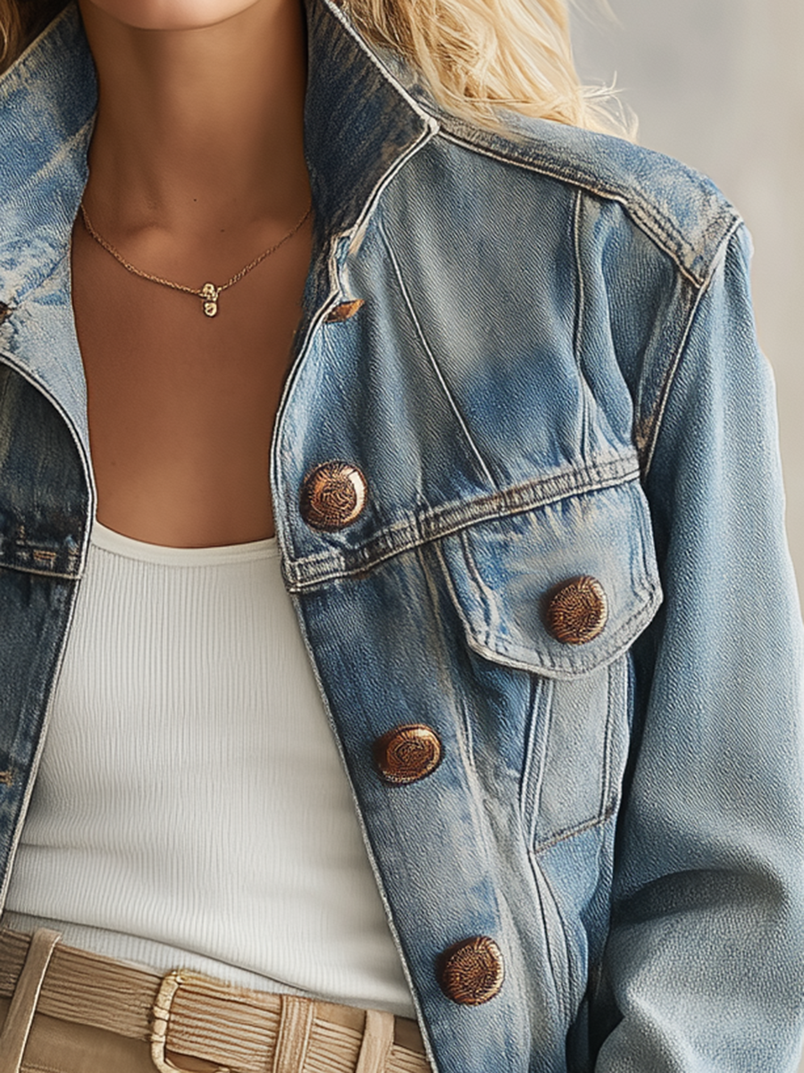 Oversized Light Wash Denim Jacket Women Classic Trucker Boyfriend Fall Layer