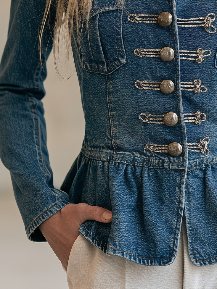 Women’s Western Denim Jacket With Peplum Hem