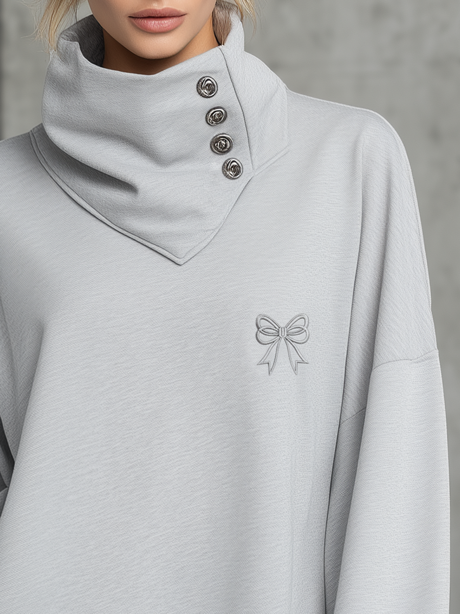 Simple Sporty Loose-fitting Collar Light Gray Mini Dress