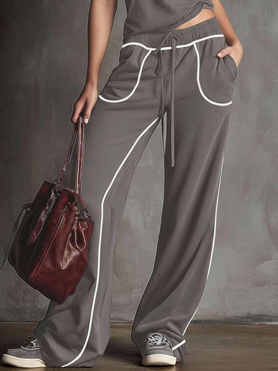 Casual Sporty Sleeveless Top And Pants Set