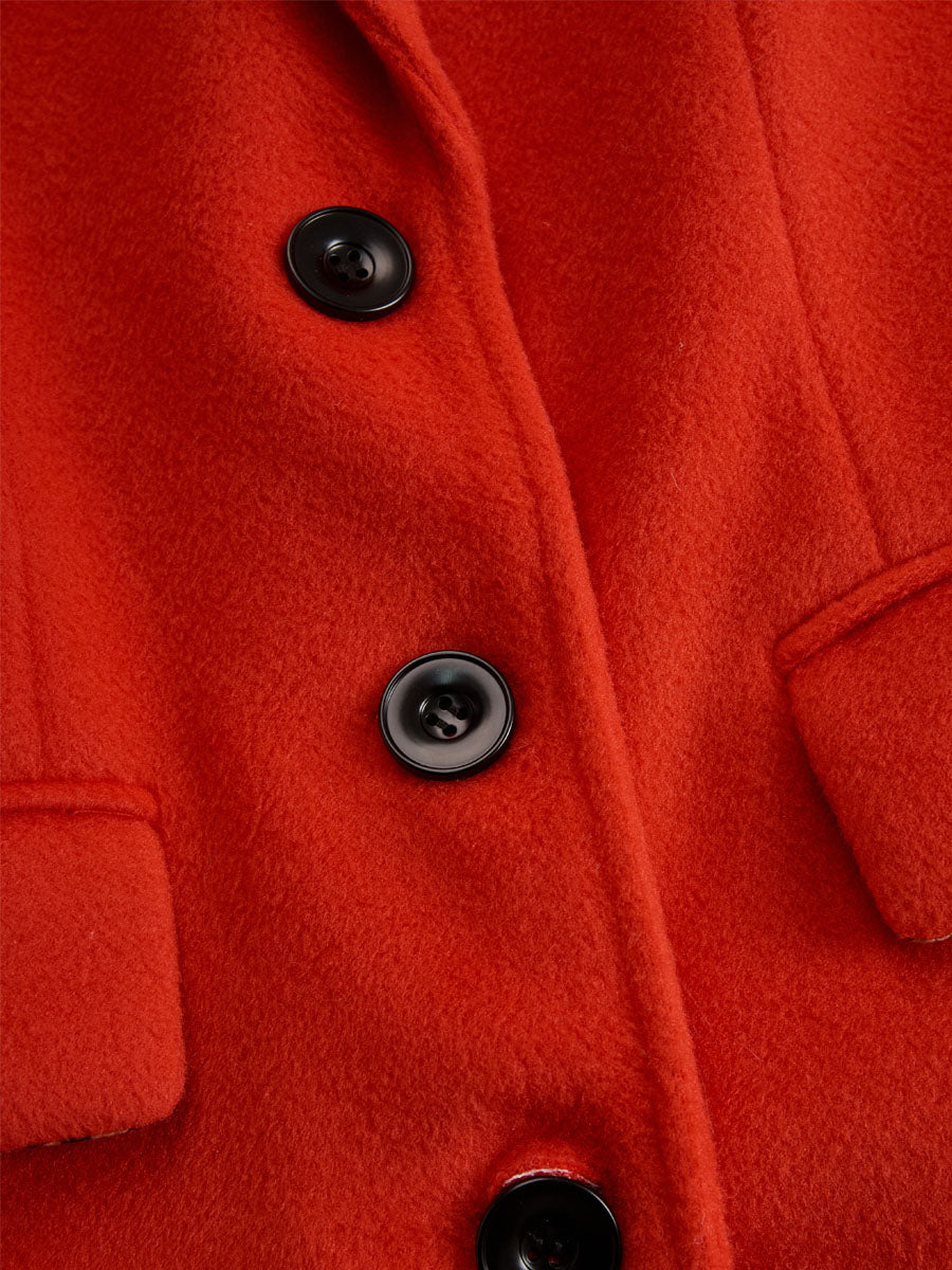 Lapel Single-breasted Leopard Print Wool Coat