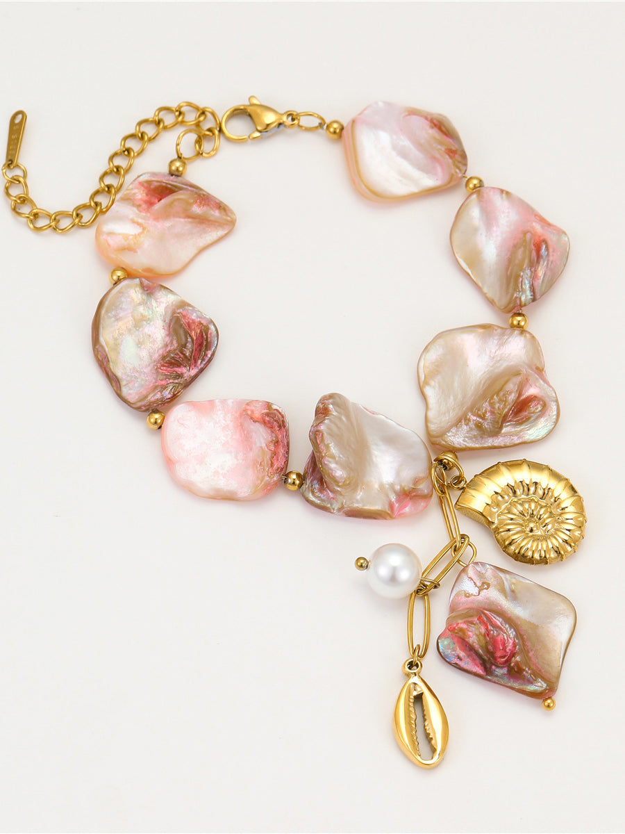 Ocean Style Irregular Shell Conch Niche Design Stainless Steel Bracelet