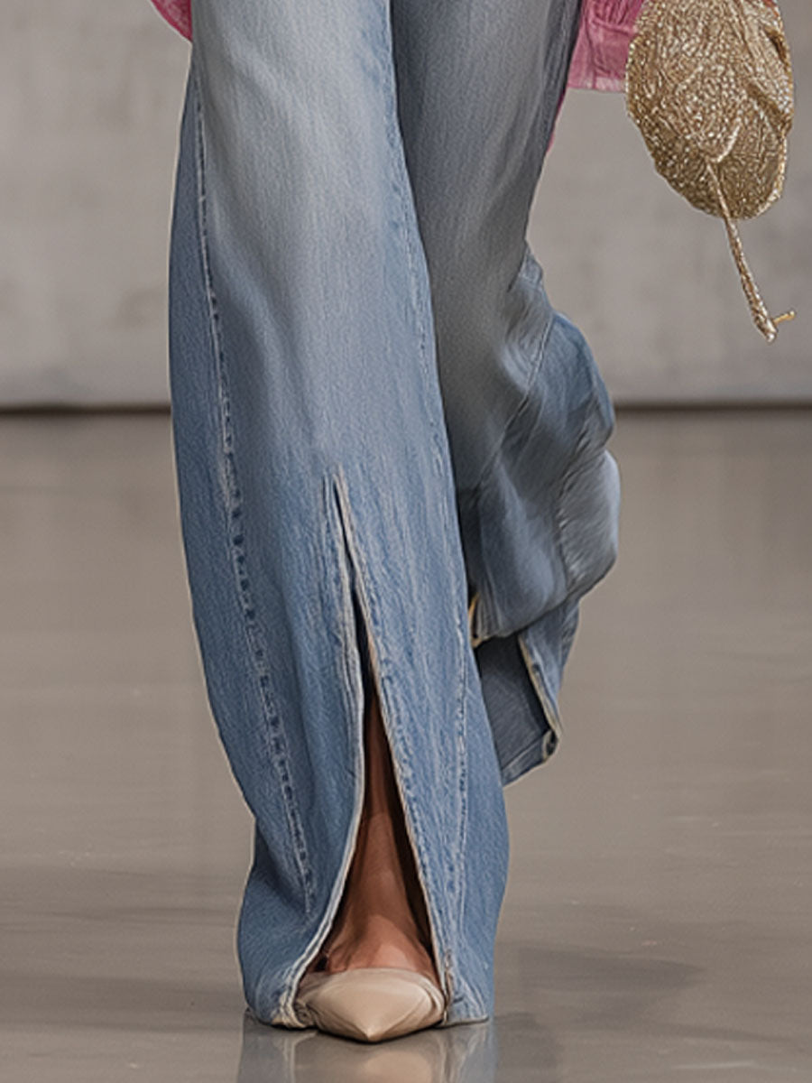 Retro-style Split-hem Casual Versatile Jeans