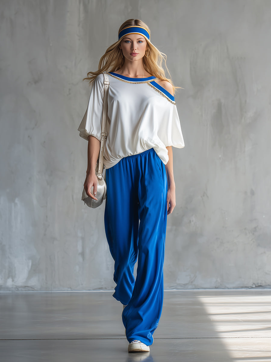 Casual Everyday Sportswear Off-the-shoulder T-shirt And Sweatpants Set