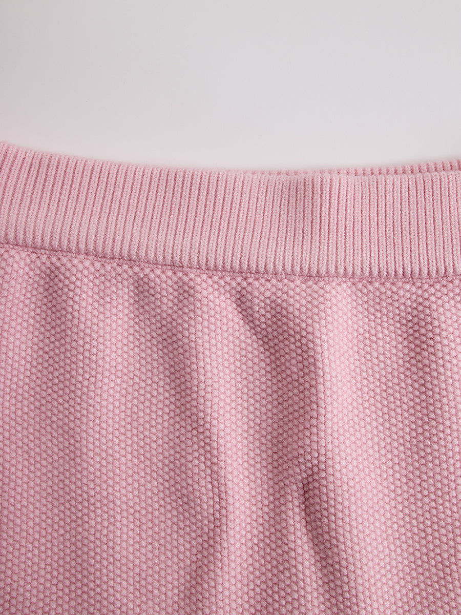 【24-hour shipping out】Black Contrast Pink Knitted Jacket And Skirt Set