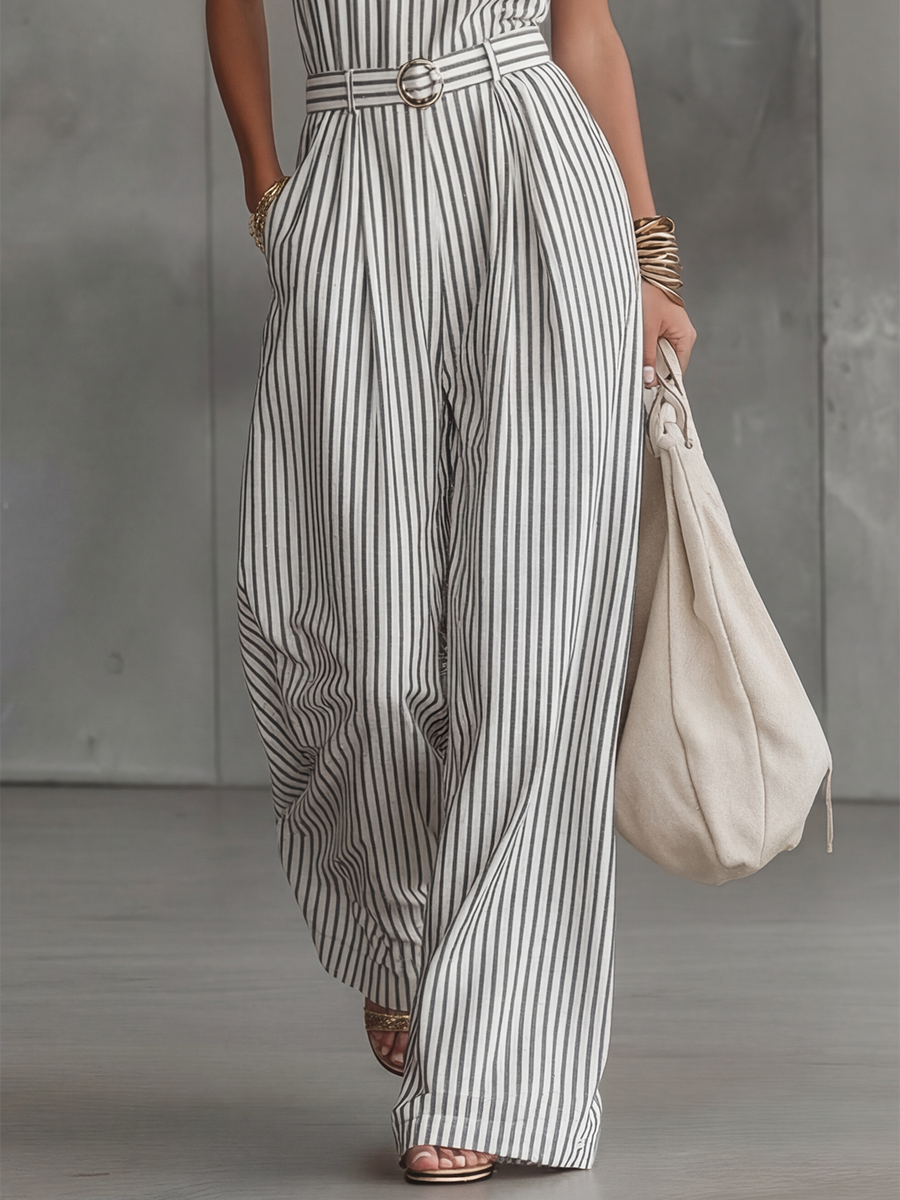 Stylish Elegant And Beautiful Sleeveless Striped Jumpsuit