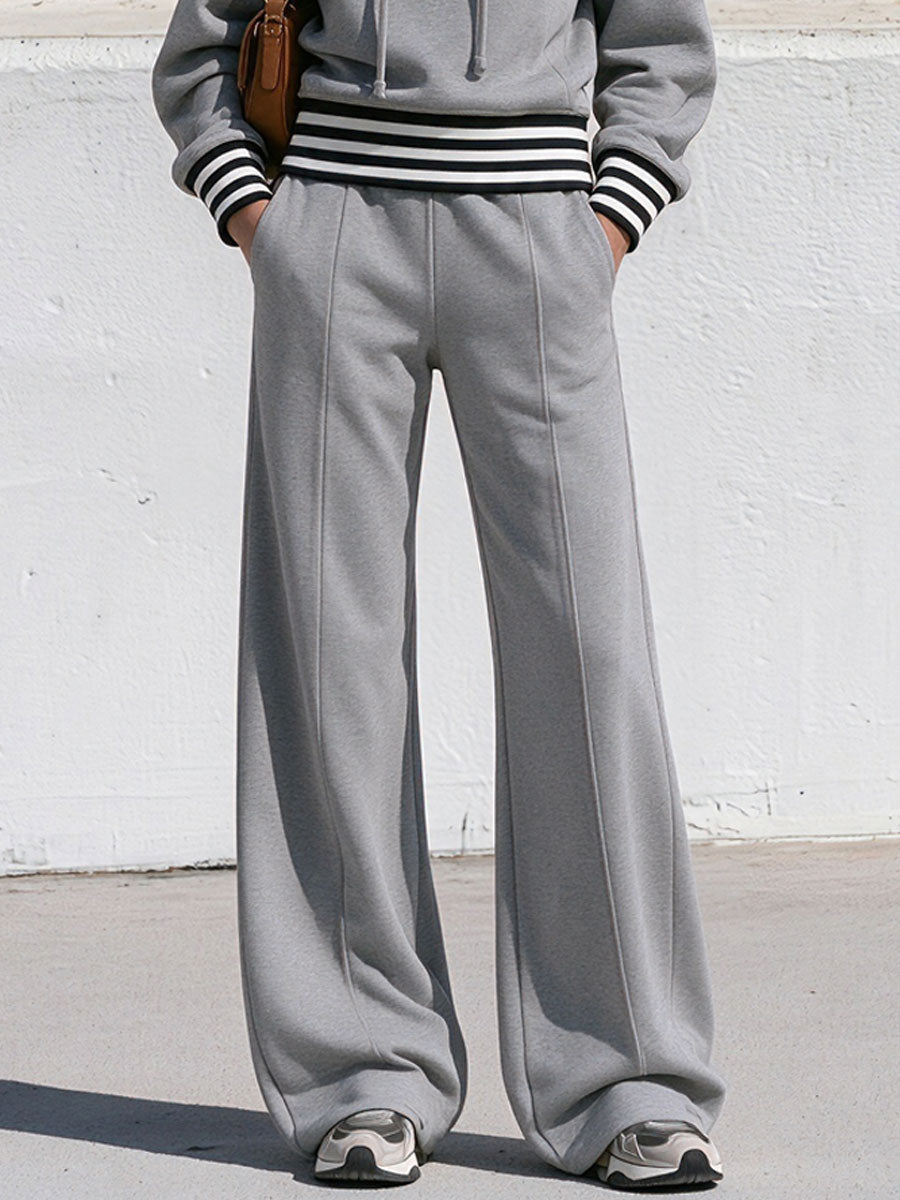 Retro Sporty Grey Cotton Eyelet Hoodie And Pants Set