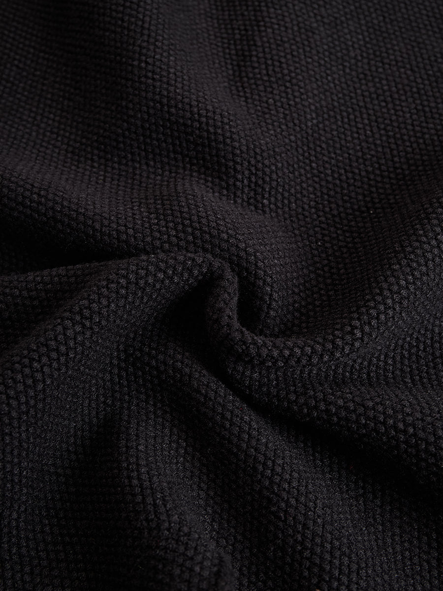 【24-hour shipping out】Black Contrast Pink Knitted Jacket And Skirt Set