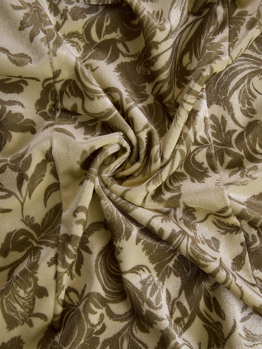 Stylish And Elegant Champagne-colored Velvet Printed Shirt