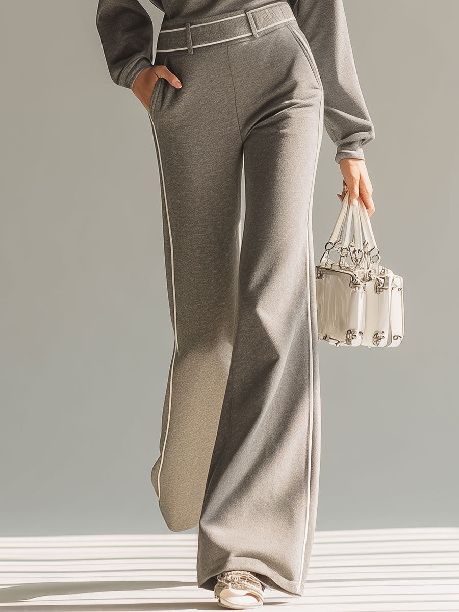 Casual Sports Grey Half-zip Top And Trousers Set