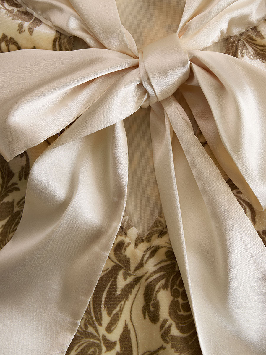 Stylish And Elegant Champagne-colored Velvet Printed Shirt