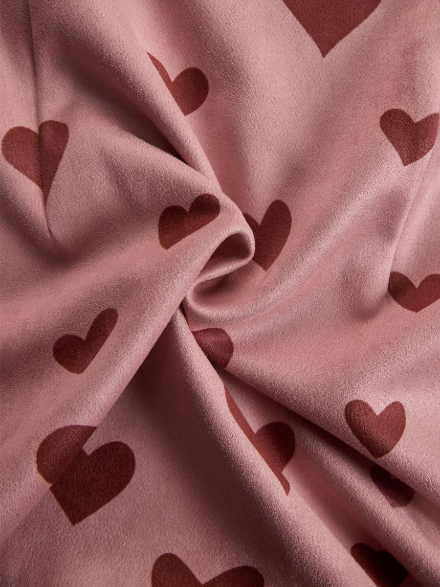 Western Style V-neck Fringed Heart Print Faux Suede Long-sleeved Mini Dress