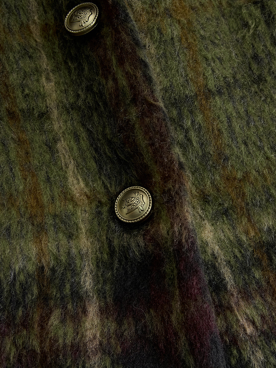 Retro Plaid Long Tweed Coat