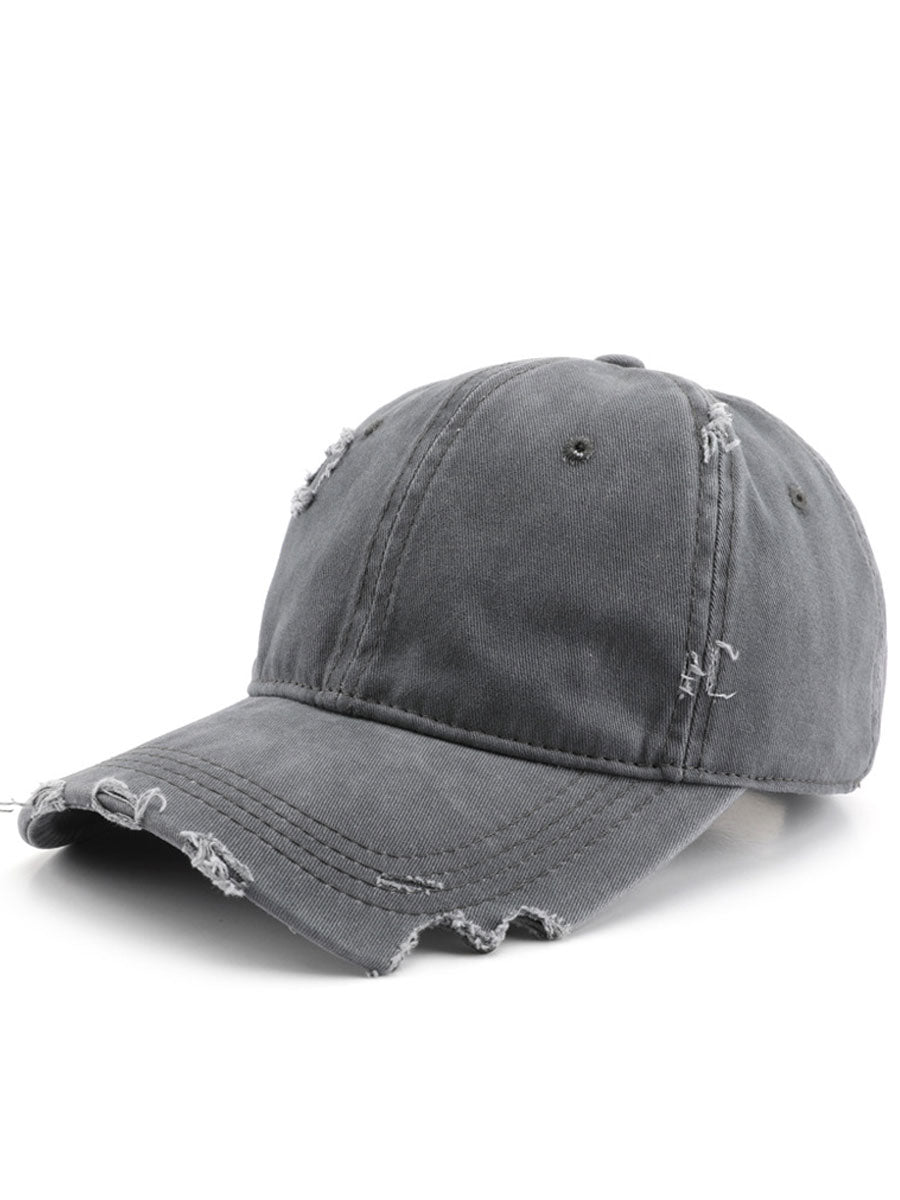 Casual And Fashionable Distressed Cotton Ripped Baseball Cap