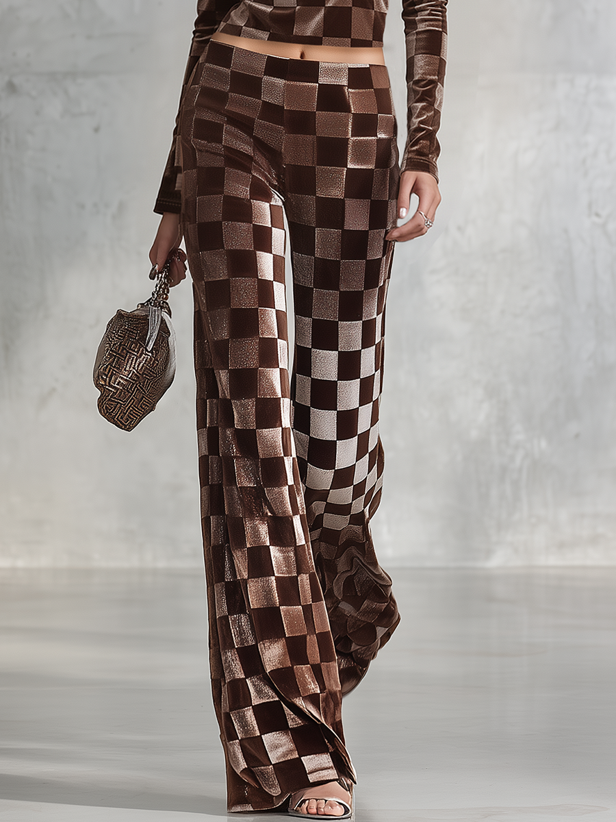 Sporty And Elegant Ruffle Off-the-shoulder Velvet T-shirt And Pants Set