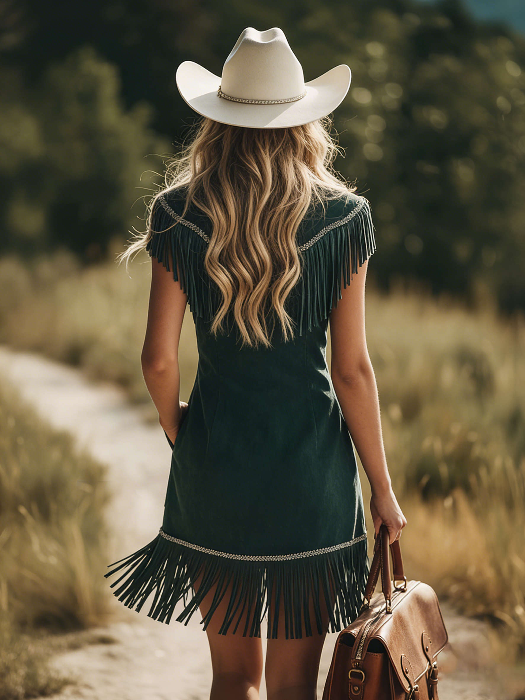 Retro-style Shirt Collar Button Closure Tassel Faux Suede Mini Dress