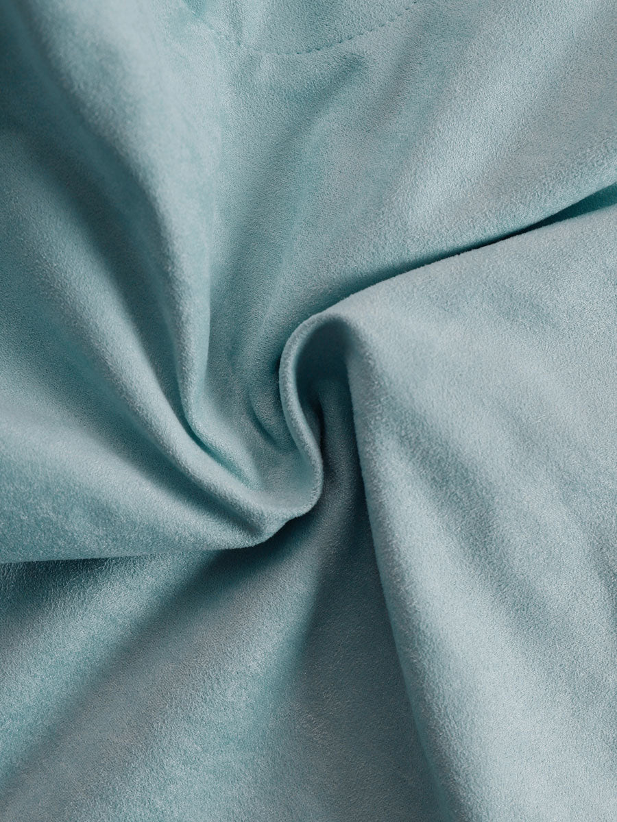 Western Retro Red Embroidered Blue Faux Suede Long-Sleeved Tassel Mini Dress