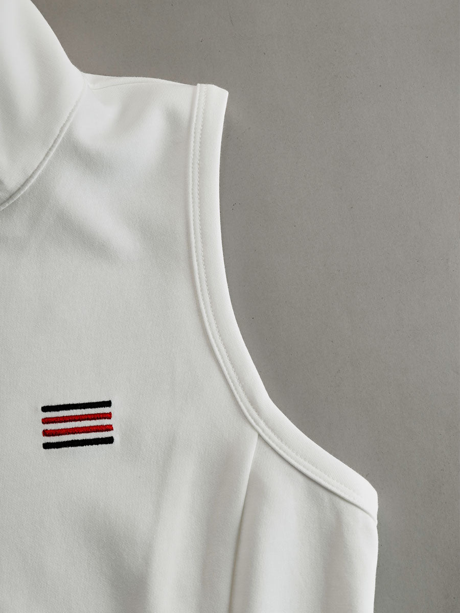 Sporty Retro White Striped Embroidered Sleeveless Vest And Wide-Leg Pants Set