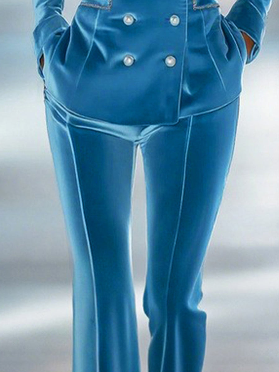 Casual Loose Retro Solid Color Velvet Flared Pants
