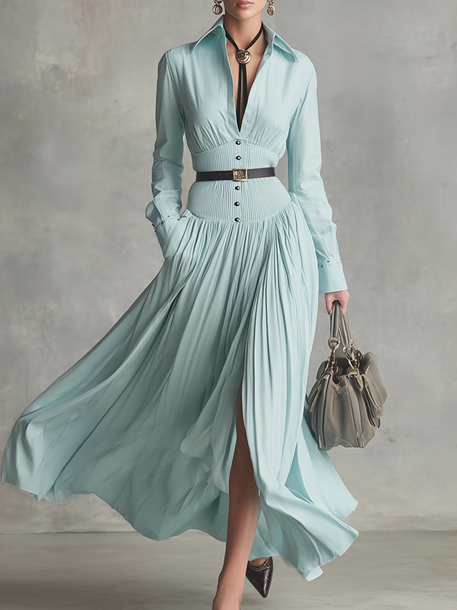 Elegant And High-end Mint Blue Cotton Maxi Dress
