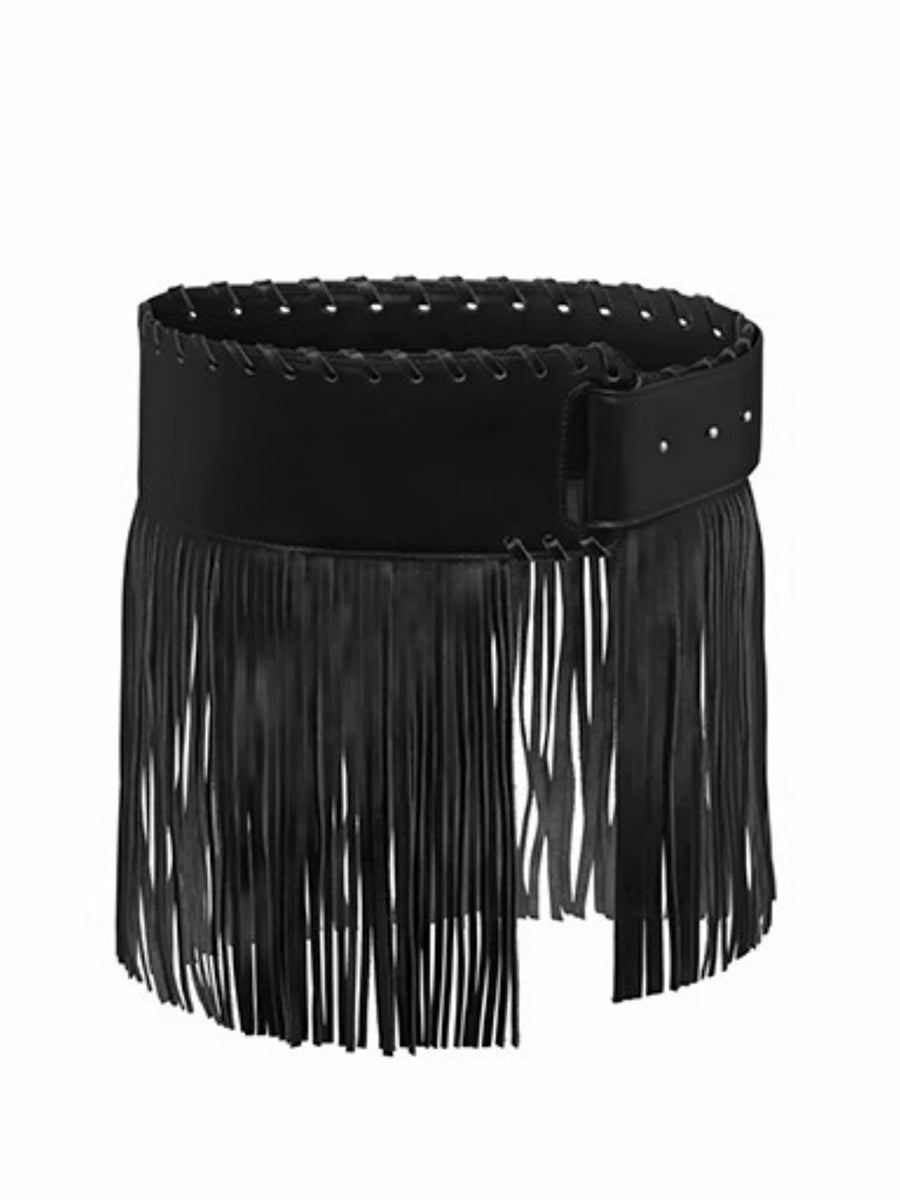 Funky Punk Tassel Tie-Strap Faux Leather Waist Belt