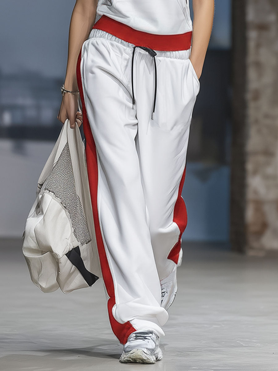 Casual Sporty Drawstring Hooded Sleeveless Top And Pants Set