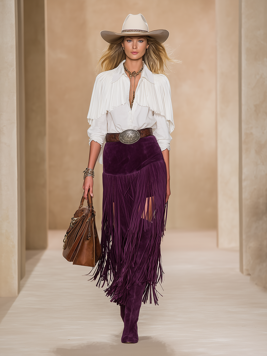 Stylish And Sophisticated Pleated Shawl Collar White Shirt