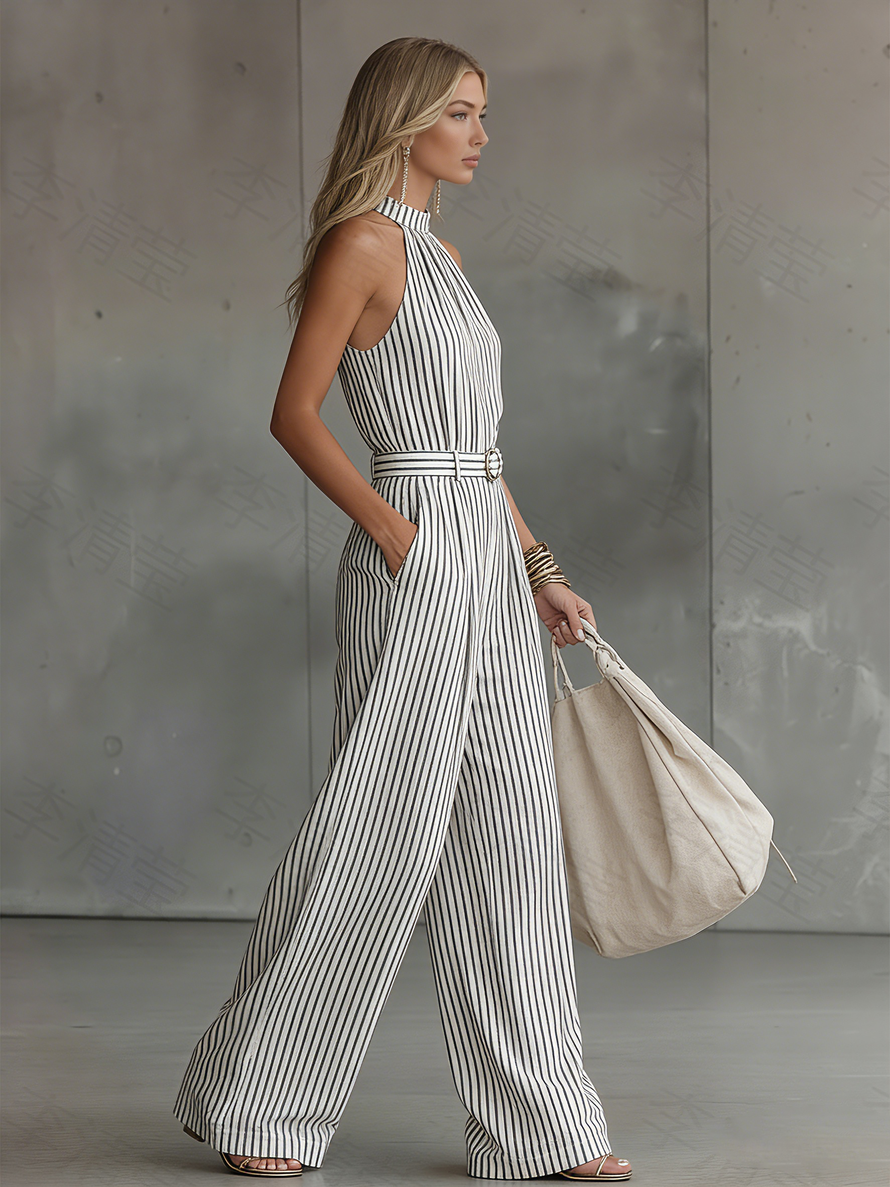 Stylish Elegant And Beautiful Sleeveless Striped Jumpsuit