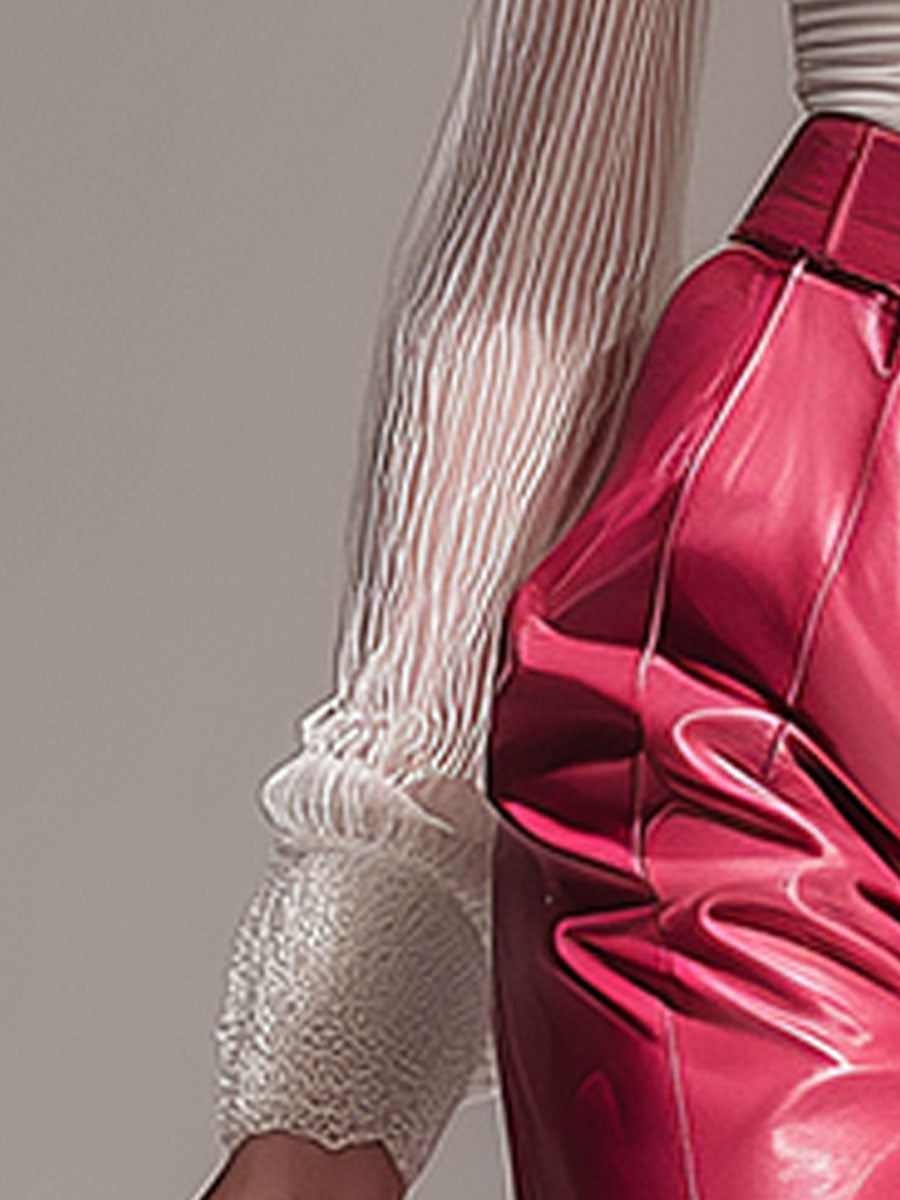 Stylish Chiffon White High-neck Cotton Shirt