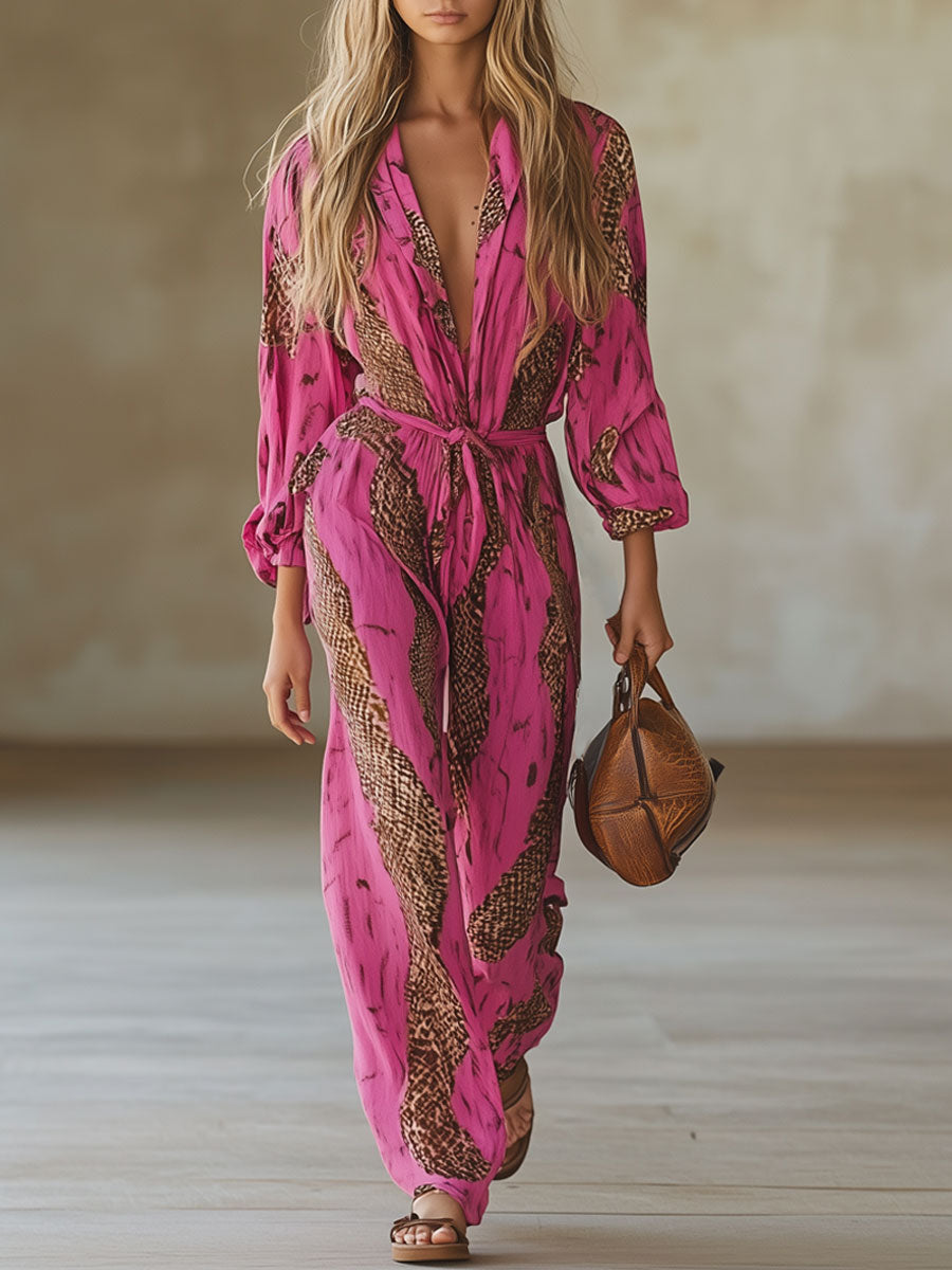 Red Leopard Jumpsuit