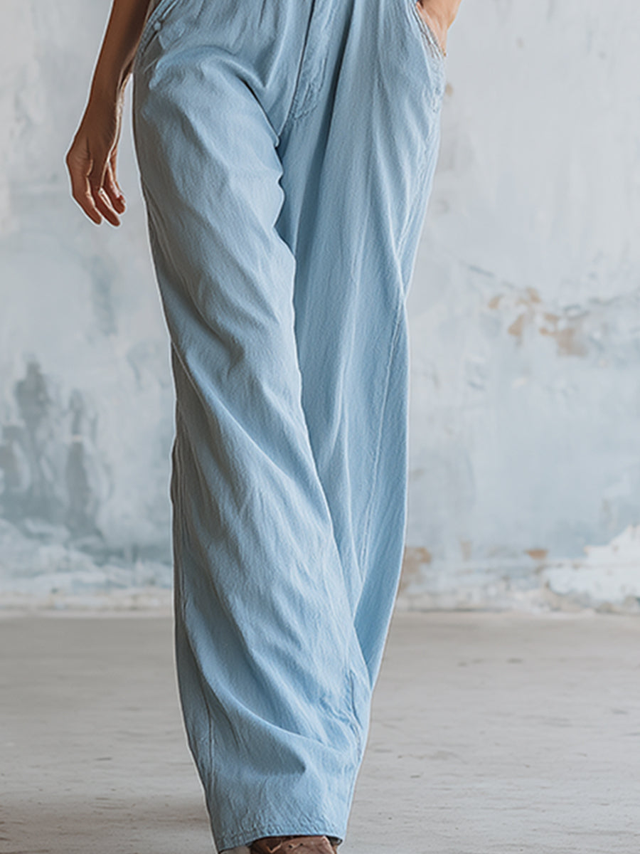 Stylish And Casual Detachable Straps Light Blue Denim Overalls