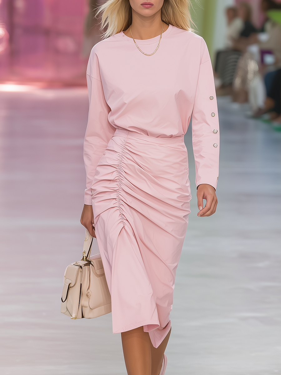 Stylish Elegant Sporty Pleated Midi Dress