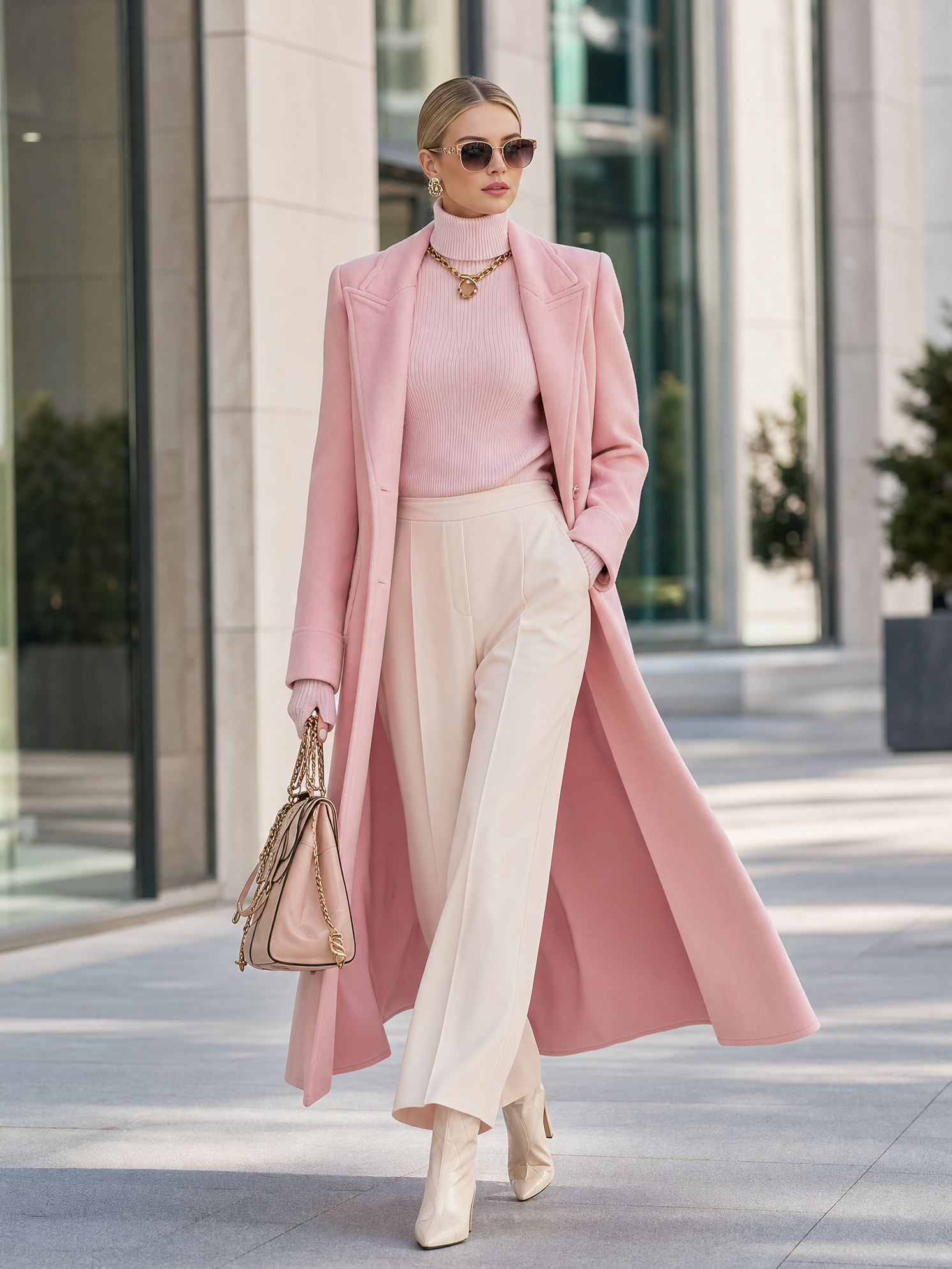 Elegant Classic Lapel Single-breasted Long Tweed Coat