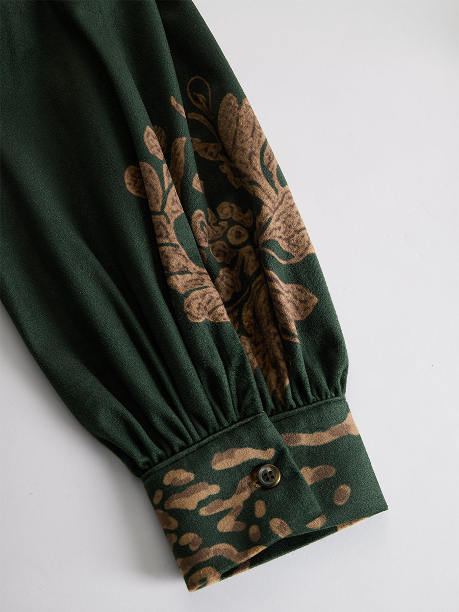 Retro Western Style | Oyrosy Printed Green Suede Tassel OYROSY Retro Western Style | Oyrosy Printed Green Suede Tassel OYROSY