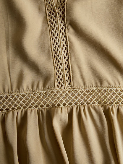 Bohemian Strapless Off-the-Shoulder Khaki Long Sleeve Mini Dress