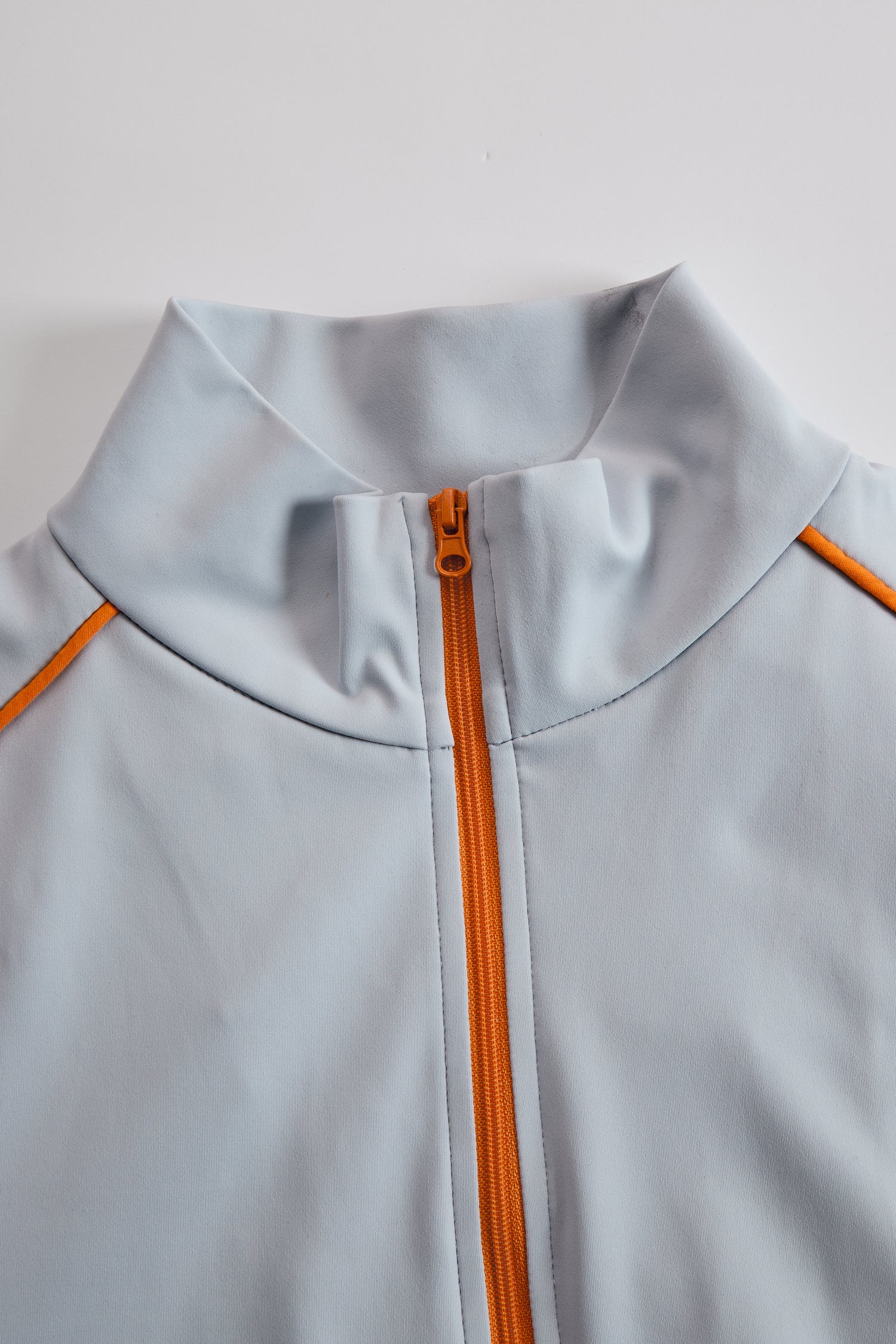 Fashionable Sporty Gray-blue Long-sleeved Half-zip Top And Trousers Set