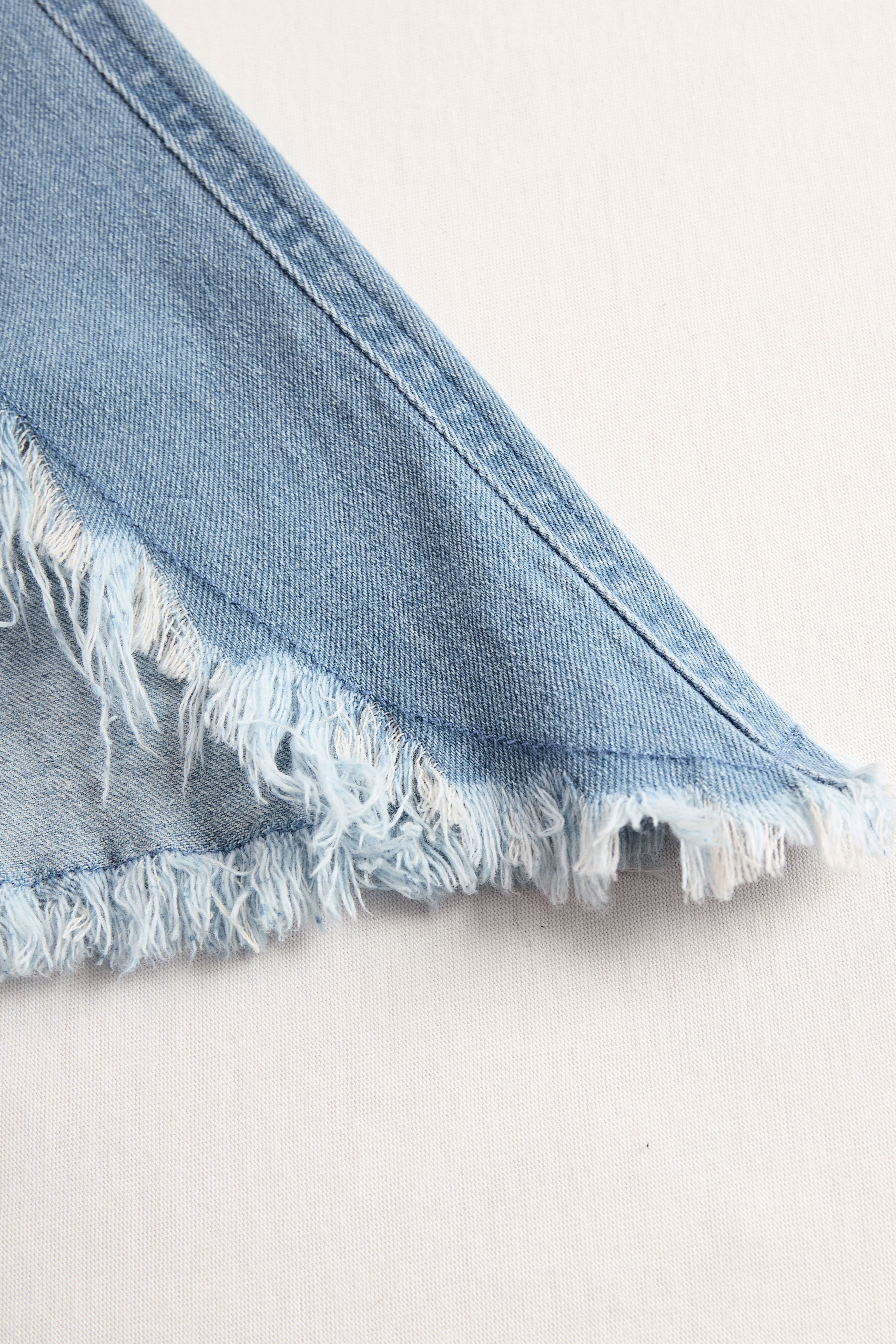 Western Retro Light Blue Denim Sleeveless Raw Edge Wide Leg Zipper Jumpsuit