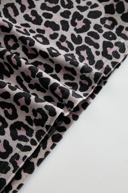 Elegant And Sexy Purple Leopard Print Halter Velvet Mini Dress